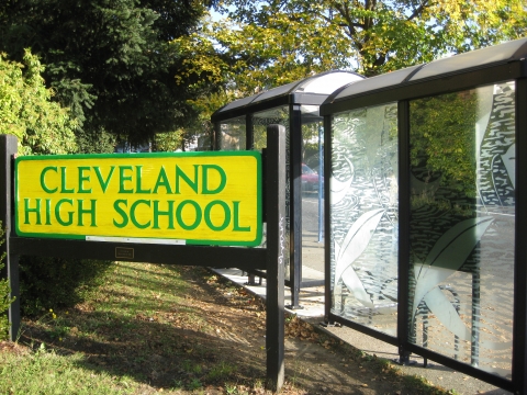 Cleveland High School came full circle Feb. 12 with an OTREC presentation on some of the transportation and air-quality research performed in these very bus shelters.