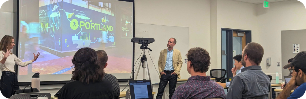 Speakers and attendees at a PSU Transportation Seminar in 2025