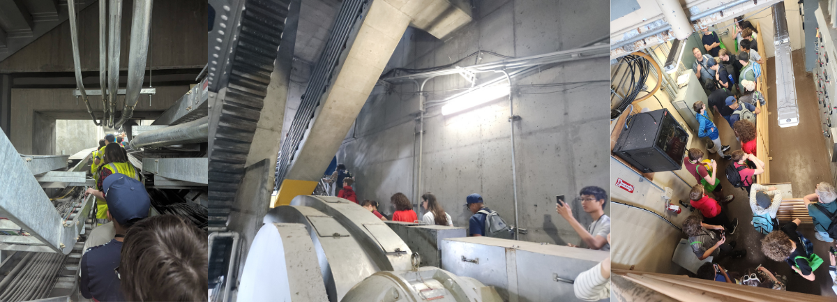 Students touring the inside of Robertson Tunnel and the Morrison Bridge