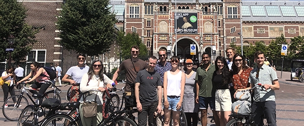 Students on bikes in the Netherlands