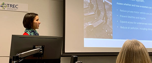 TREC Scholar Briana Orr Presents on Portland's E-Scooter Pilot Program in a TREC Friday Transportation Seminar