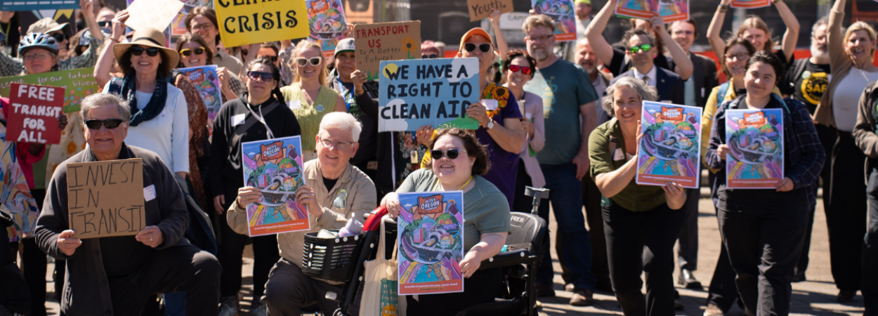 Cassie Wilson (front, center) at the April 2-25 "Move Oregon Forward" advocacy day in Salem, Oregon