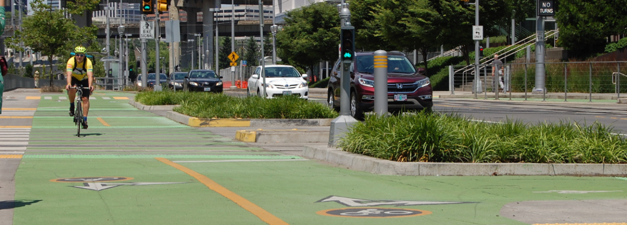 cyclist in a bike lane