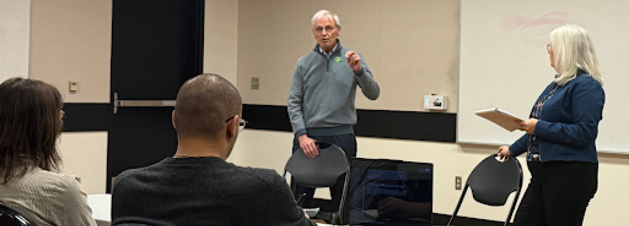 Earl Blumenauer addresses an audience at PSU